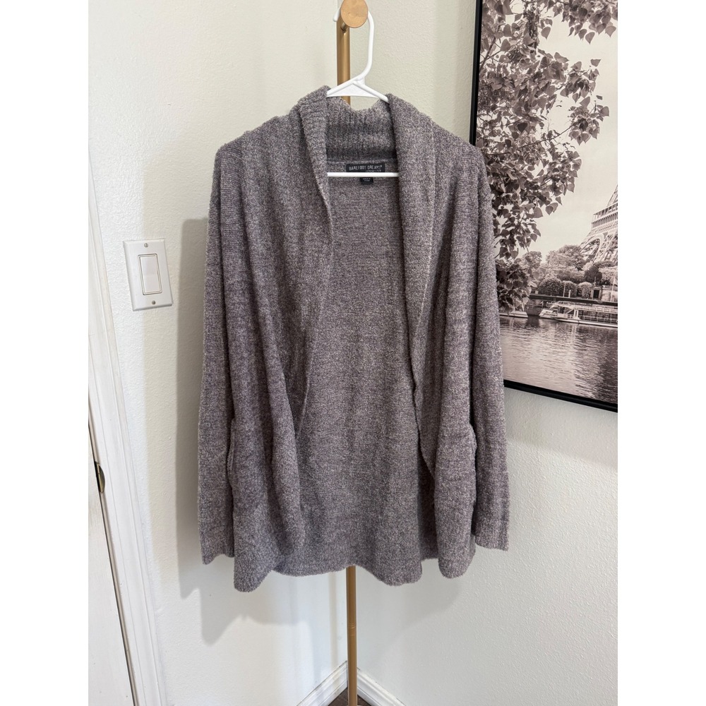 Barefoot Dreams Chic Lite Cardigan 452 Grey Shawl Collar Open Sweater Womens M